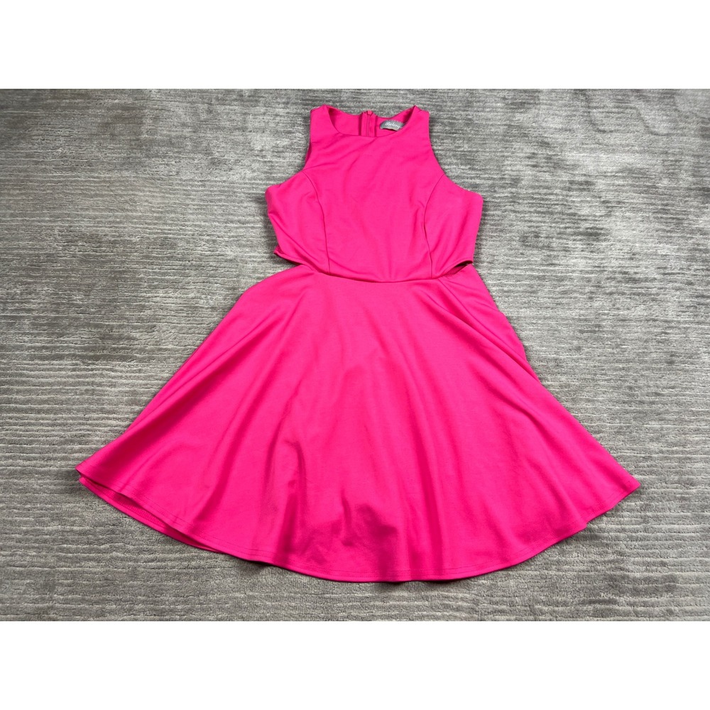 Belongsci Dress Women Medium Hot Pink Fit & Flare Side Cut-Out Skater Sleeveless